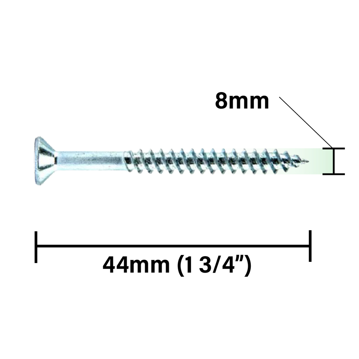 Rikä TWSR022 Woodscrew Twin-Thread CSK BZP 8 x 1 3/4in 200pk